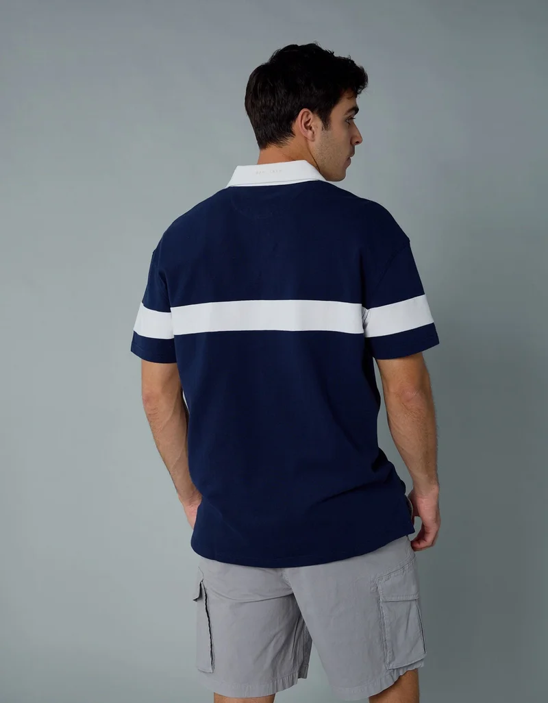 امريكان ايجل تي-شيرت رجبي بقبة بولو مزين بالشعار